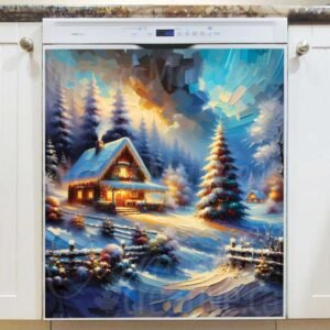 Beautiful Christmas Farmhouse Magnetic Dishwasher Door Cover