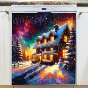 Christmas Night at the Farmhouse Magnetic Dishwasher Door Cover