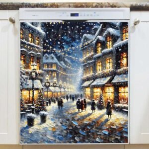 Christmas City Evening Magnetic Dishwasher Door Cover