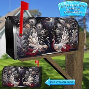 Red and Blue Peacock Couple Rural Farm Mailbox Cover