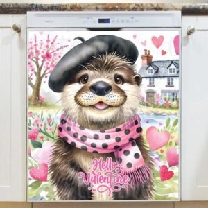 Valentine’s Day Otter Magnetic Dishwasher Door Cover