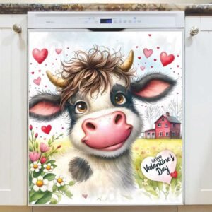 Valentine’s Day Cow Magnetic Dishwasher Door Cover