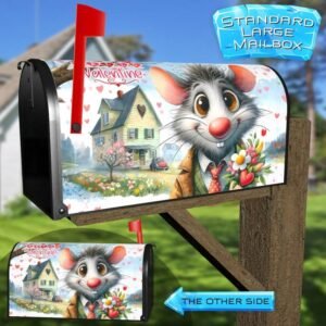 Valentine’s Day Mouse Rural Farm Mailbox Cover