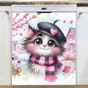 Valentine’s Day Kitten Magnetic Dishwasher Door Cover