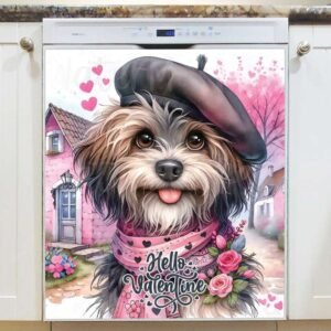 Valentine’s Day Puppy 2 Magnetic Dishwasher Door Cover
