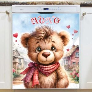 Valentine’s Day XOXO Teddy Bear Magnetic Dishwasher Door Cover