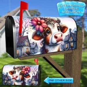 Cute Spring Cow Rural Farm Mailbox Cover