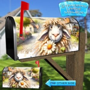 Spring Sheep with a Daisy Rural Farm Mailbox Cover