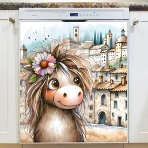 Spring Horse in the City Magnetic Dishwasher Door Cover