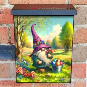 Easter Gnome with Flowers Colonial Mailbox Cover