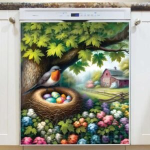 Cute Easter Robin Magnetic Dishwasher Door Cover