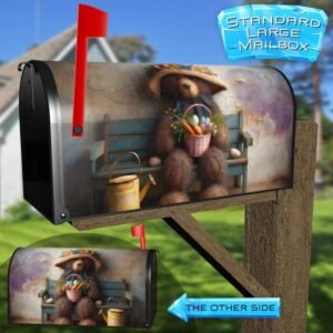 Cute Easter Teddy Bear 2 Rural Farm Mailbox Cover