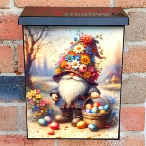 Easter Gnome in Flower Hat Colonial Mailbox Cover