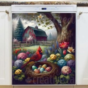 Pretty Easter Cardinal Magnetic Dishwasher Door Cover
