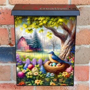 Easter Bird at the Farmhouse Colonial Mailbox Cover