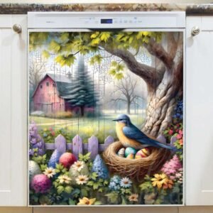 Easter Bird at the Farmhouse Magnetic Dishwasher Door Cover