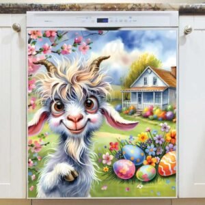 Silly Easter Goat Magnetic Dishwasher Door Cover