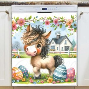 Cute Easter Horse Magnetic Dishwasher Door Cover
