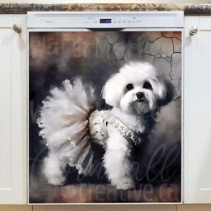 Cute Ballerina Puppy Magnetic Dishwasher Door Cover