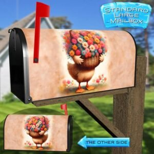 Cute Goose with Flowers Rural Farm Mailbox Cover