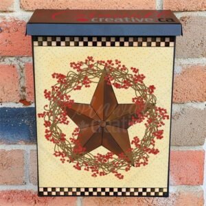 Country Wreath with Star Colonial Mailbox Cover