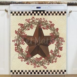 Country Wreath with Star Magnetic Dishwasher Door Cover