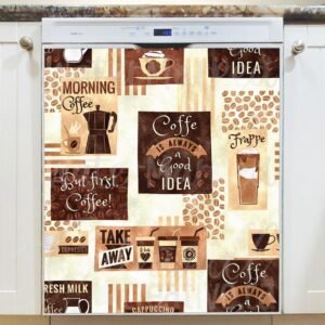 Retro Coffee Design Magnetic Dishwasher Door Cover