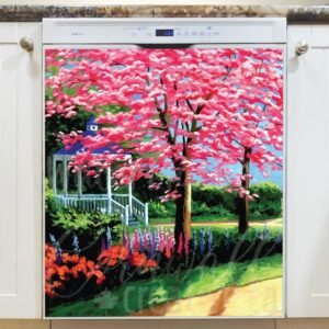 Oriental Spring Garden Magnetic Dishwasher Door Cover