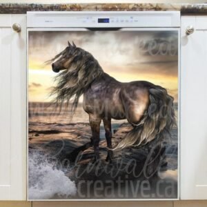 Beautiful Sunset Horse at the Sea #2 Magnetic Dishwasher Door Cover