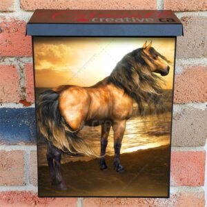 Beautiful Golden Sunset Horse Colonial Mailbox Cover