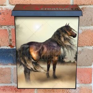 Beautiful Horse in the Fog Colonial Mailbox Cover