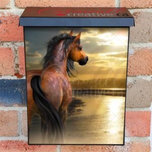 Beautiful Sunset Horse at the Sea Colonial Mailbox Cover