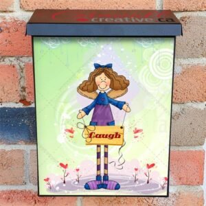 Cute Angel with a Sign   Laugh Colonial Mailbox Cover