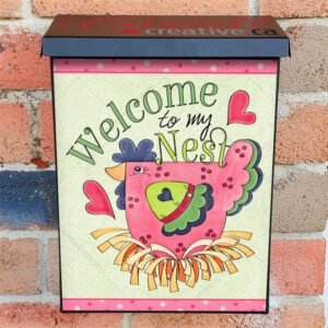 Pretty Hen on the Nest Colonial Mailbox Cover