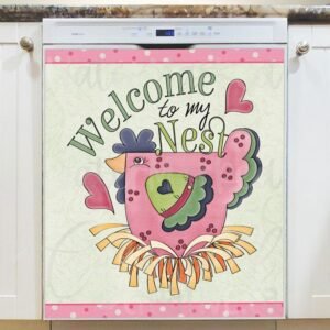 Pretty Hen on the Nest Magnetic Dishwasher Door Cover
