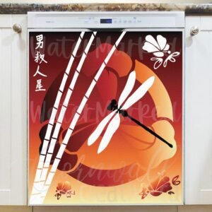Japanese Dragonfly Magnetic Dishwasher Door Cover