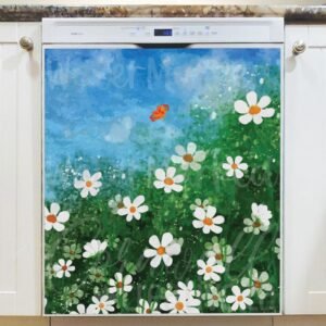 Summer Garden and a Butterly Magnetic Dishwasher Door Cover