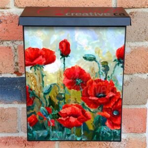 Blooming Poppy Field Colonial Mailbox Cover