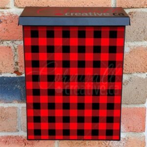 Red and Black Buffalo Plaid Design Colonial Mailbox Cover