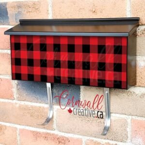 Red and Black Buffalo Plaid Design Wall-mounted Townhouse Mailbox Cover