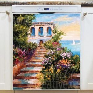 Italian Villa Near the Sea Magnetic Dishwasher Door Cover