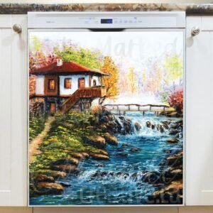 Riverside Cottage in the Mountains Magnetic Dishwasher Door Cover