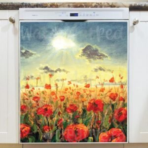 Beautiful Poppy Field Magnetic Dishwasher Door Cover