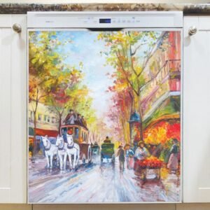 Victorian Street of Paris Magnetic Dishwasher Door Cover