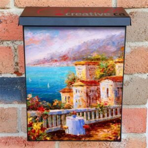 Terrace in Harbor View, Greece Colonial Mailbox Cover