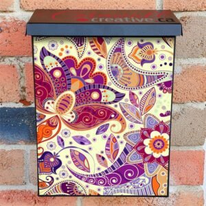 Pretty Purple Paisley Design Colonial Mailbox Cover