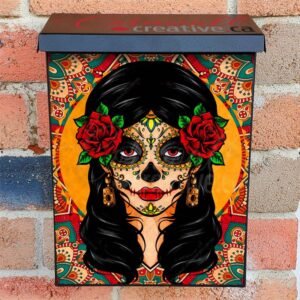 Sugar Skull Girl with Flowers #4 Colonial Mailbox Cover