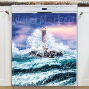Lighthouse During a Storm Magnetic Dishwasher Door Cover