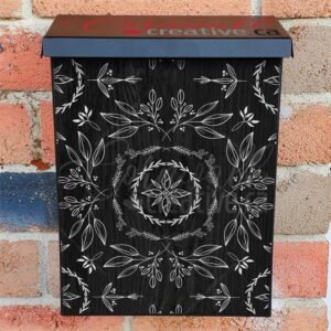 Farmhouse Flowers on Dark Wood Pattern Colonial Mailbox Cover