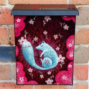 Cute Fox Sleeping in a Flower Bed Colonial Mailbox Cover